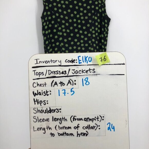 Vintage Limouran Black & Green Floral Boat Neck Sleeveless Shift Dress Pockets L - Picture 10 of 11